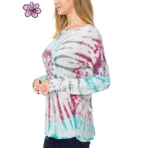 Teal & Purple Thermal Thermal Knit Tie Dye - Picture 2 of 7